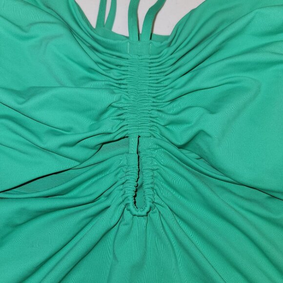 CALIA Size 12 Shirred Cutout One Piece Swimsuit Green Glow 50+ UV Lycra 3533 - Picture 3 of 8